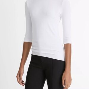 NWT Vince Elbow Sleeve Crew Neck T-shirt Off White Size S Soft Modal Tee